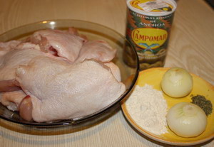 Тушеная курица с оливками и тимьяном