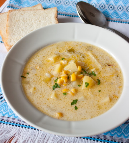 Рецепт сливочного супа с картофелем и кукурузой